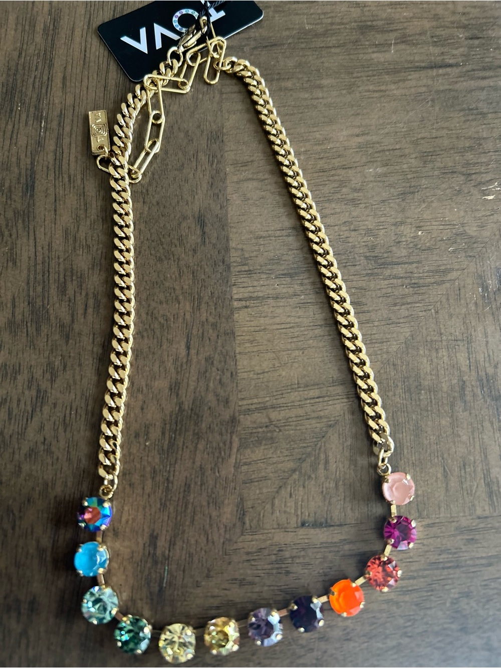 Tova Gold Chain Multicolor Swarovski Crystal Necklace